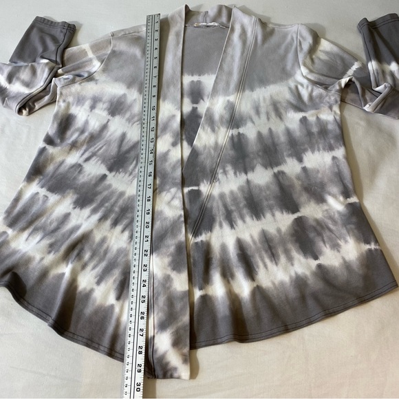 Produce Co. Tie Dye Open Cardigan Size Large Gray & White NY18P Made in USA - Picture 7 of 9